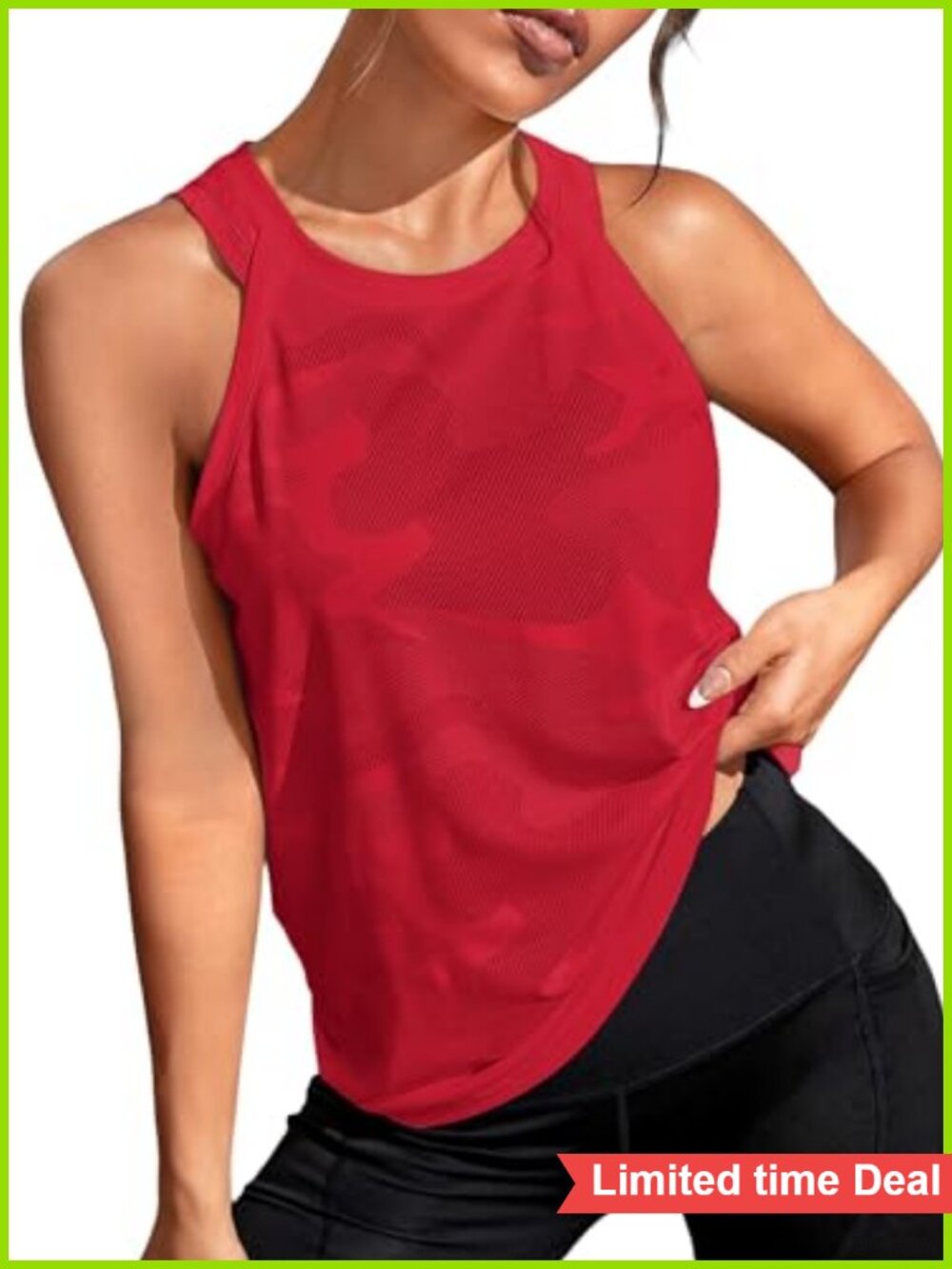 Women's Sleeveless Camo Print Yoga Tank Top Quick Dry Workout Running Shirt